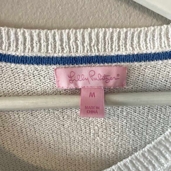 Lilly Pulitzer Beach Please Lightweight Knit Sweater Sz M Vacation Resort Cotton - Picture 3 of 6